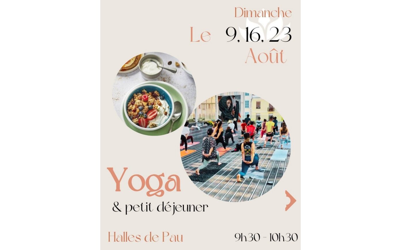 Halles de Pau Yoga: les matinales bien-être Halles de Pau Sur la terrasse Pau