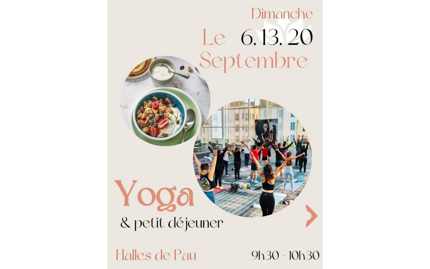 Halles de Pau Yoga: les matinales bien-être Halles de Pau Sur la terrasse Pau