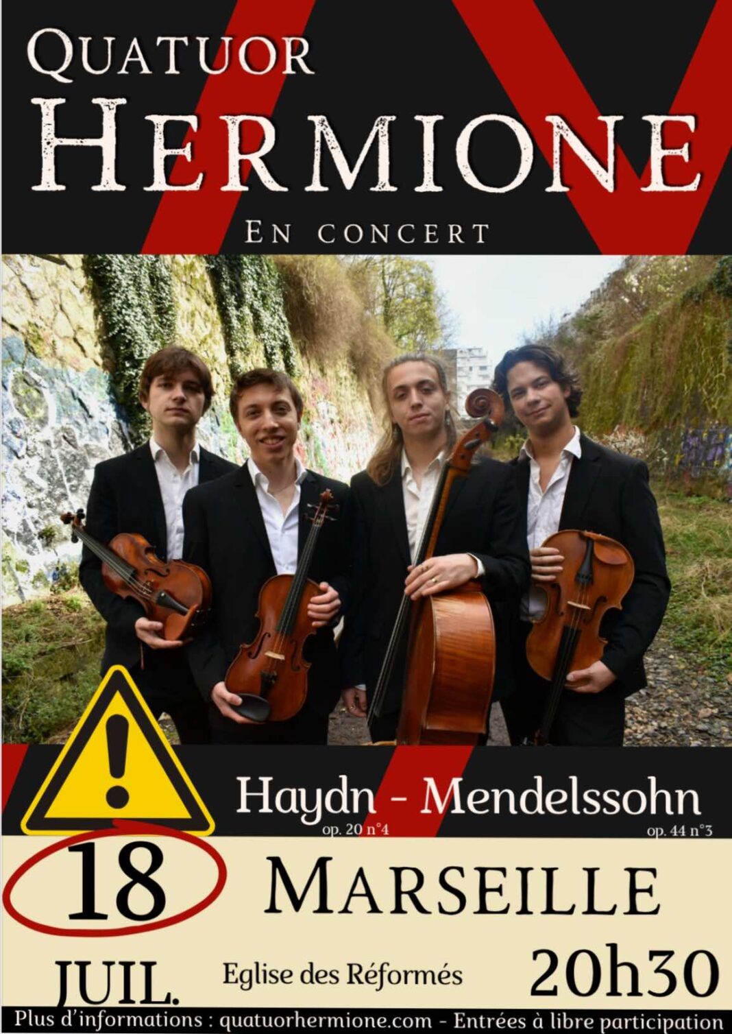 Concert quatuor Hermione Église des réformés – Saint-Vincent de Paul Marseille