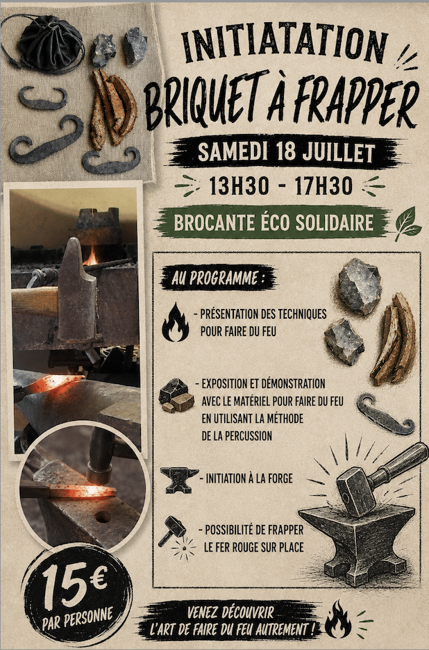 Initiation briquet à frapper La Ruche éco solidaire Mimbaste