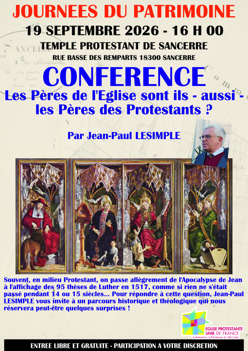 [JEP] Conférence au Temple Protestant de Sancerre  Sancerre