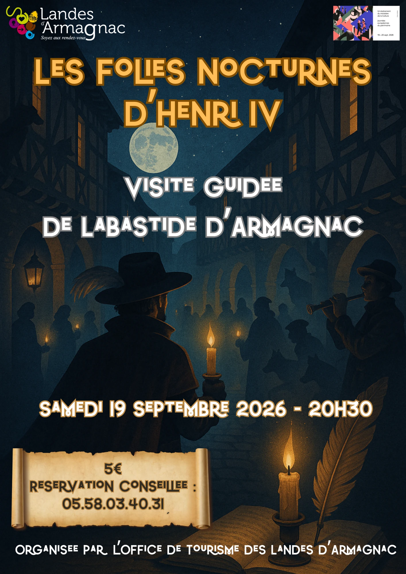 JEP Les folies nocturnes d'Henri IV 53 place Royale Labastide-d'Armagnac 2026-09-19