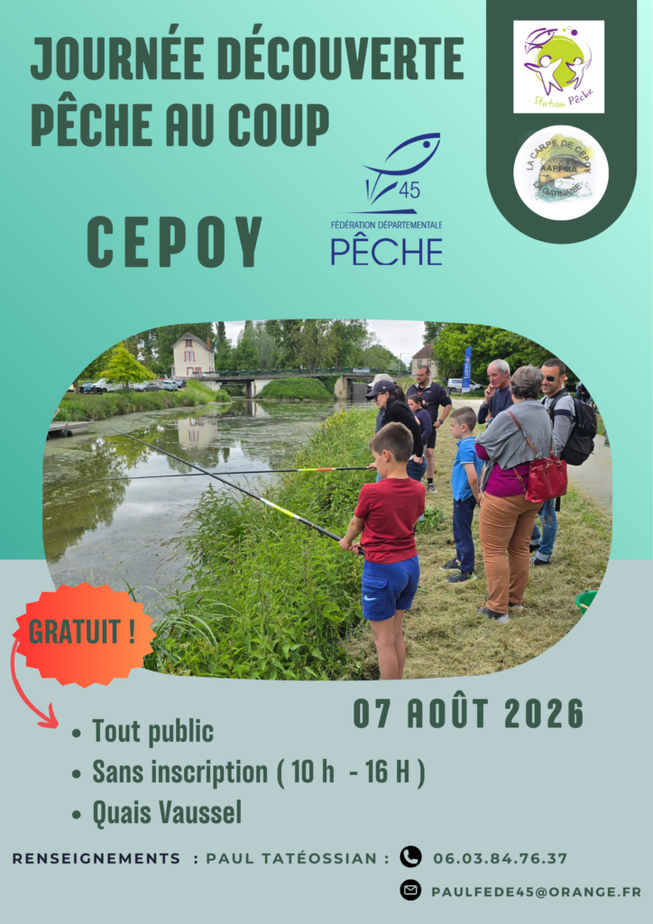 Journée découverte pêche au coup Fédération Départementale de Pêche  Cepoy