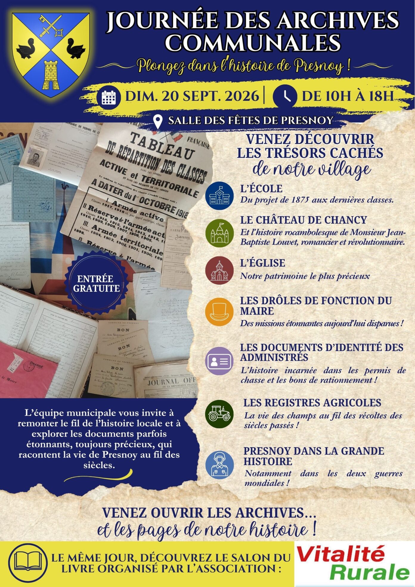Journée des archives municipales et salon du livre spécial Histoire Presnoy