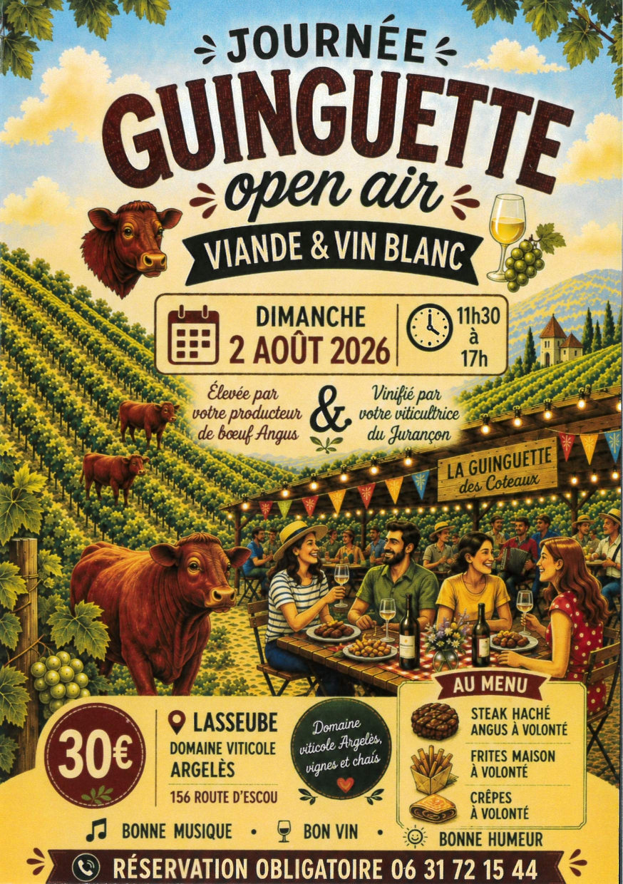 Journée guinguette Open aire viande & vin blanc Domaine viticole Argelès Lasseube