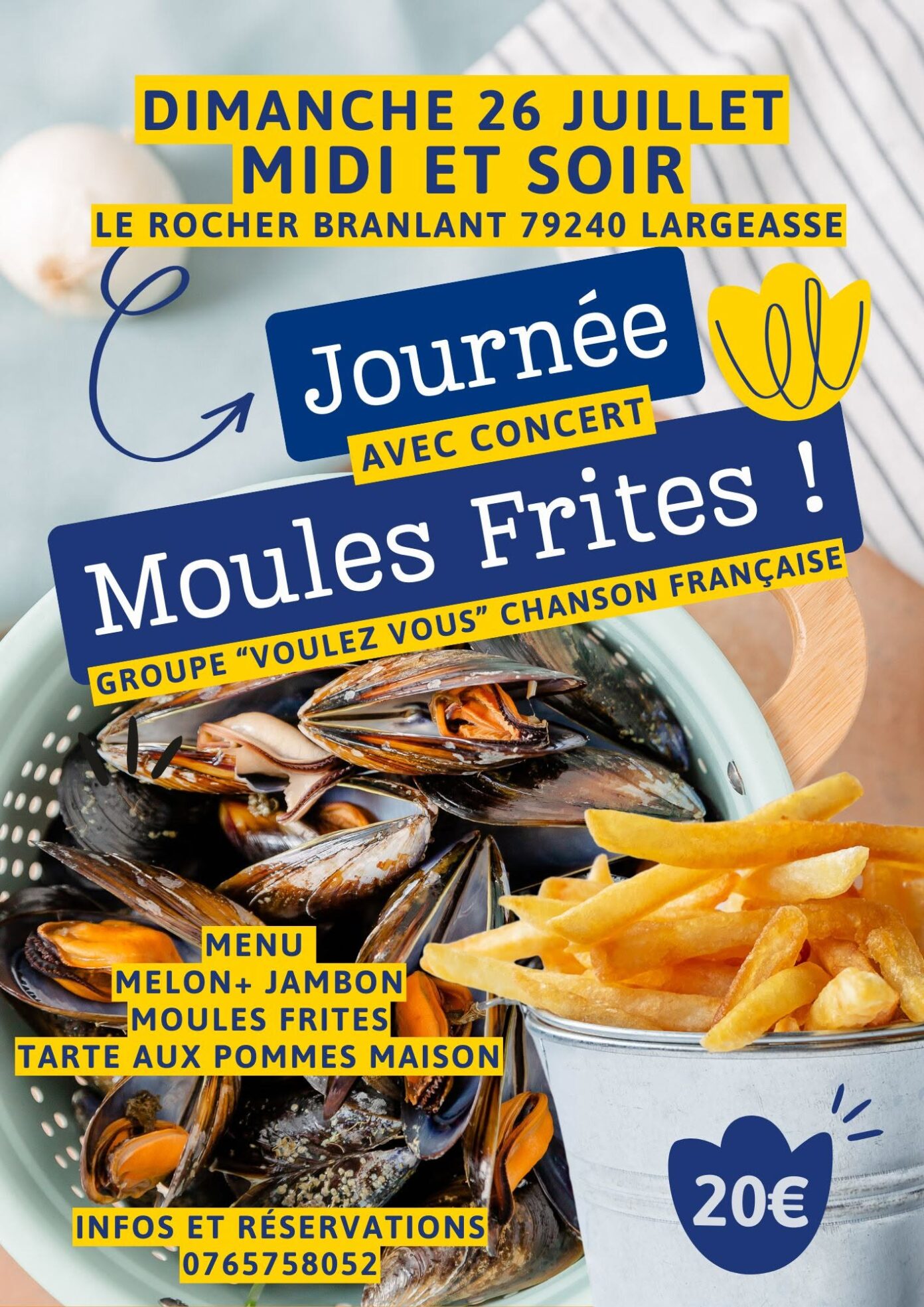 Journée moules frites avec concert Le Rocher Branlant Largeasse