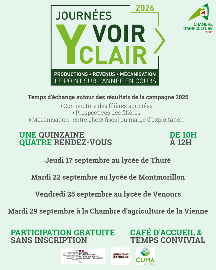 Journée Y voir clair 2026 - Mignaloux-Beauvoir Chambre d'agriculture de la Vienne