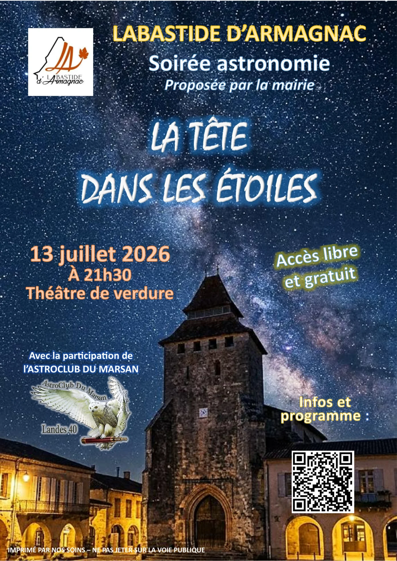 La tête dans les étoiles Théâtre de verdure Labastide-d’Armagnac