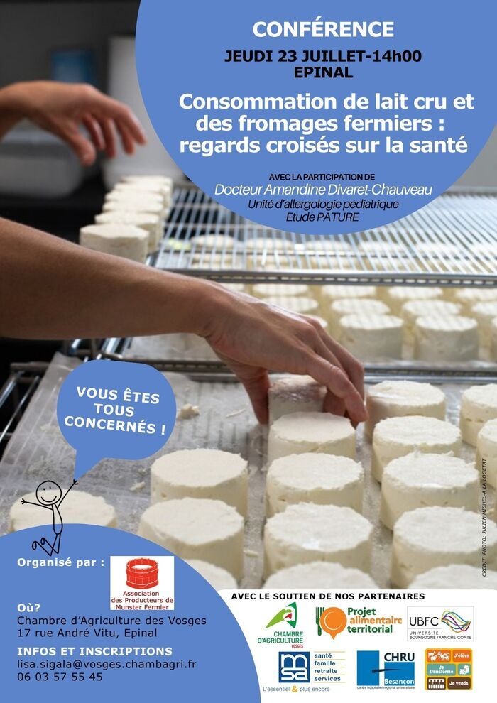 Lait cru et fromages fermiers : une conférence ouverte à tous, Chambre d&rsquo;agriculture des Vosges, Épinal (88), Épinal