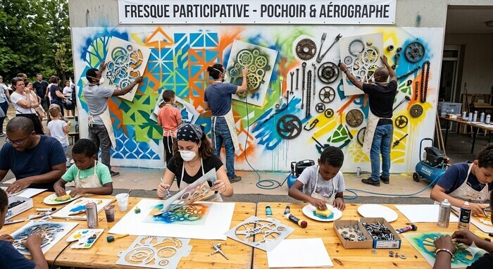 L’Atelier des Archanges : fresque participative et ateliers pochoirs Espace culturel Lympia Nice