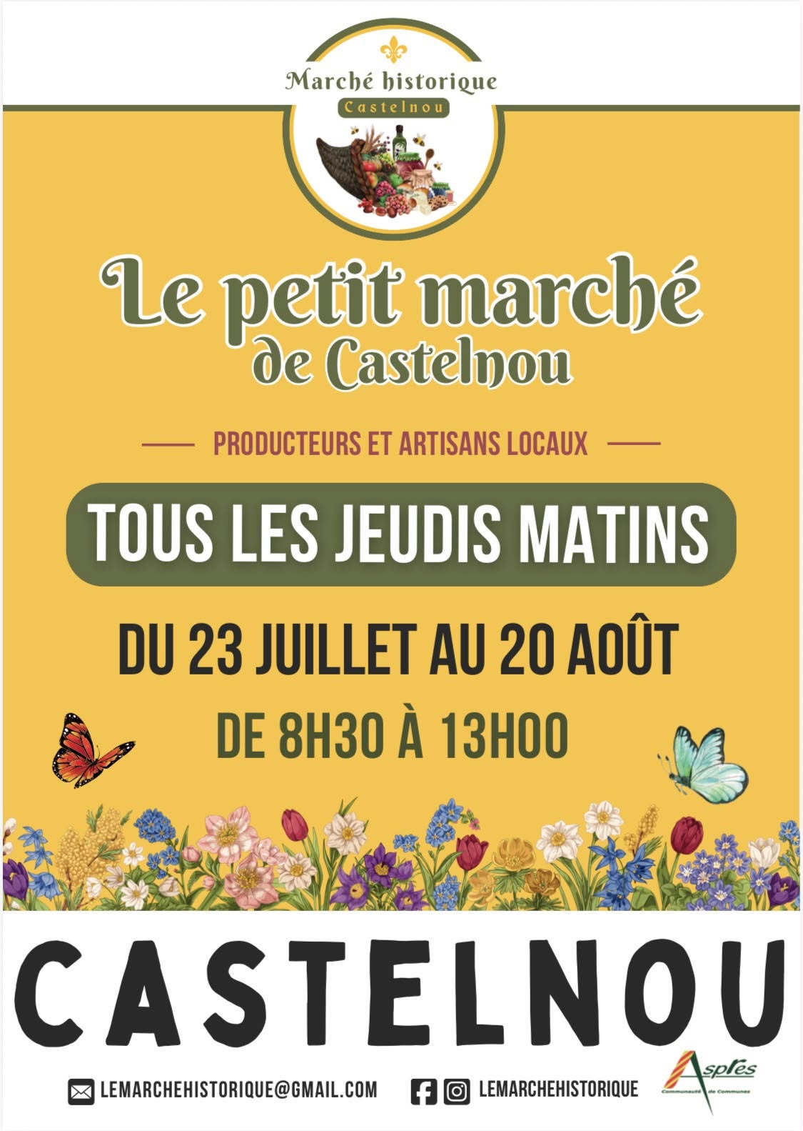 LE PETIT MARCHÉ DE CASTELNOU- LES JEUDIS MATINS Au Pied de l'église Castelnou 2026-07-30