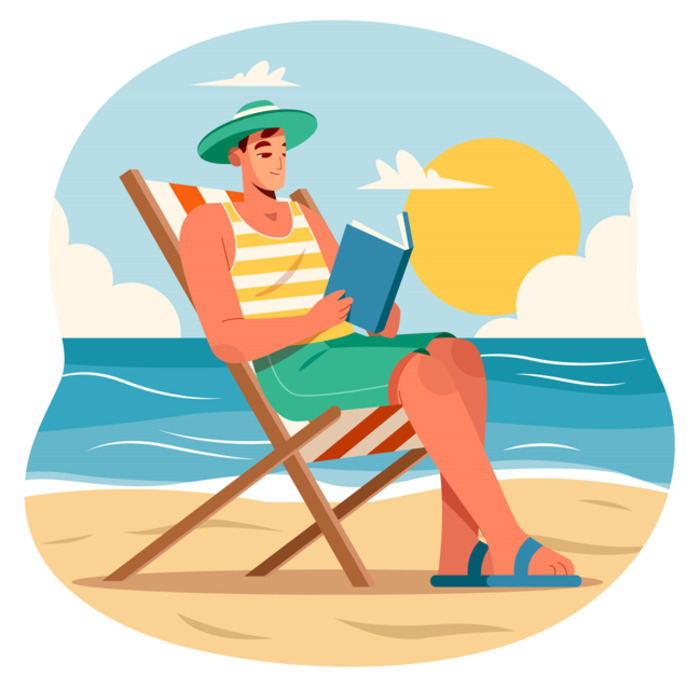 Lecture à Nau Plage, Plage du Nau, Le Pouliguen