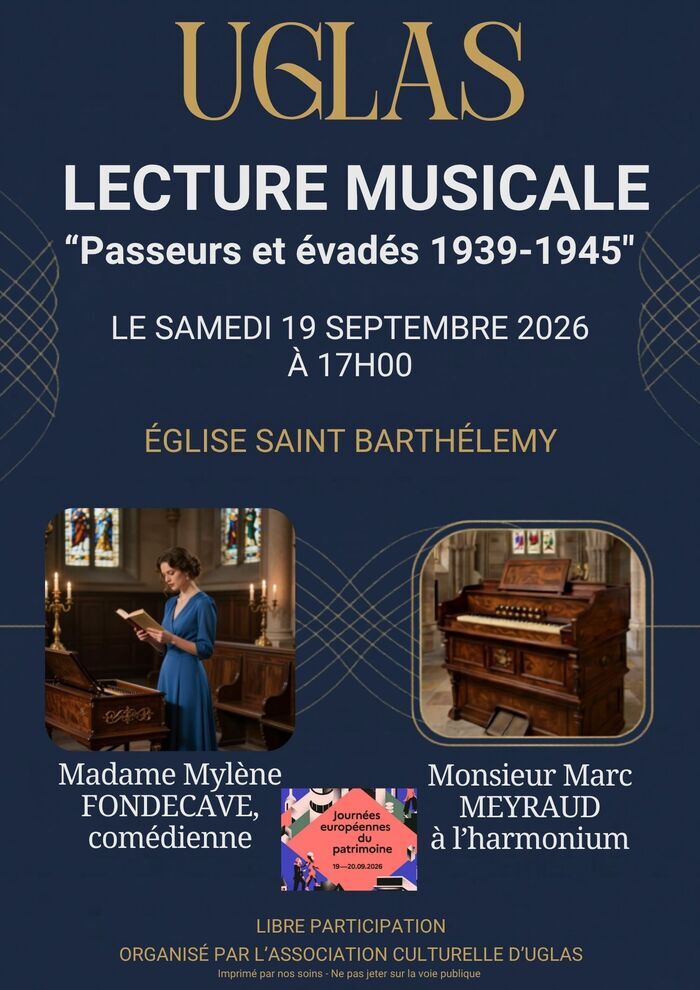Lecture musicale (harmonium et voix) Église d'Uglas Uglas