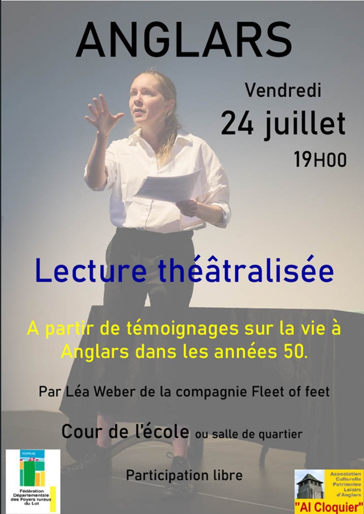 Lecture théâtralisée témoignages d’Anglars dans les années 1950 Anglars