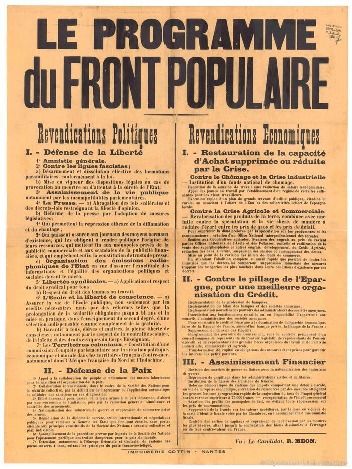 Les 90 ans du Front Populaire à Nantes, Salons Mauduit – 10 rue Arsène leloup – 44, Nantes