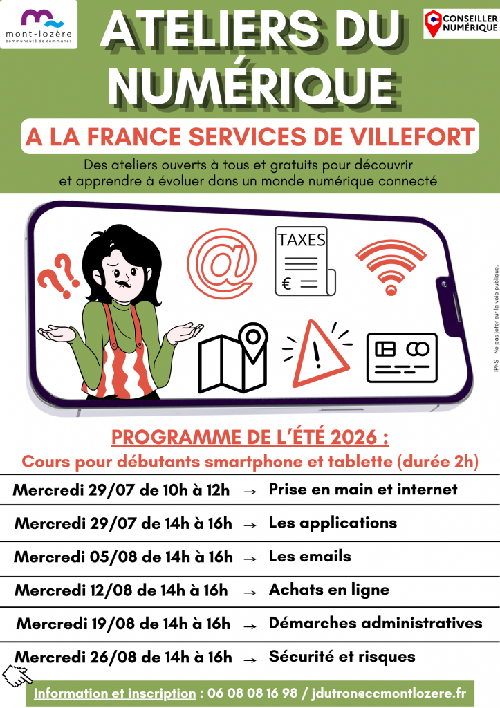 LES ATELIERS DU NUMÉRIQUE DÉBUTANT SMARTPHONE ET TABLETTE Villefort