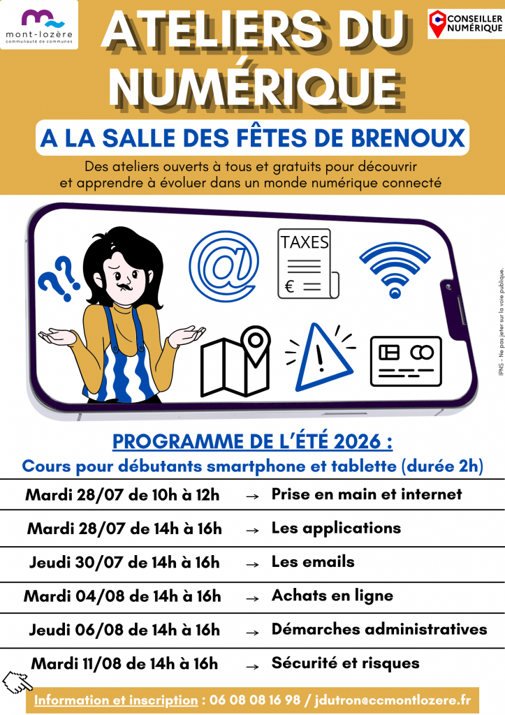 LES ATELIERS DU NUMÉRIQUE DÉBUTANT SPARTPHONE ET TABLETTE Brenoux