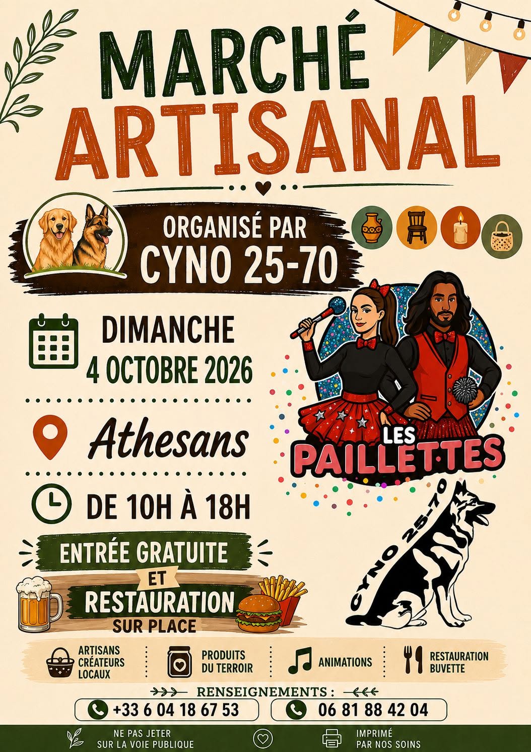 Marché artisanal organisé par Cyno 25 70 Athesans-Étroitefontaine