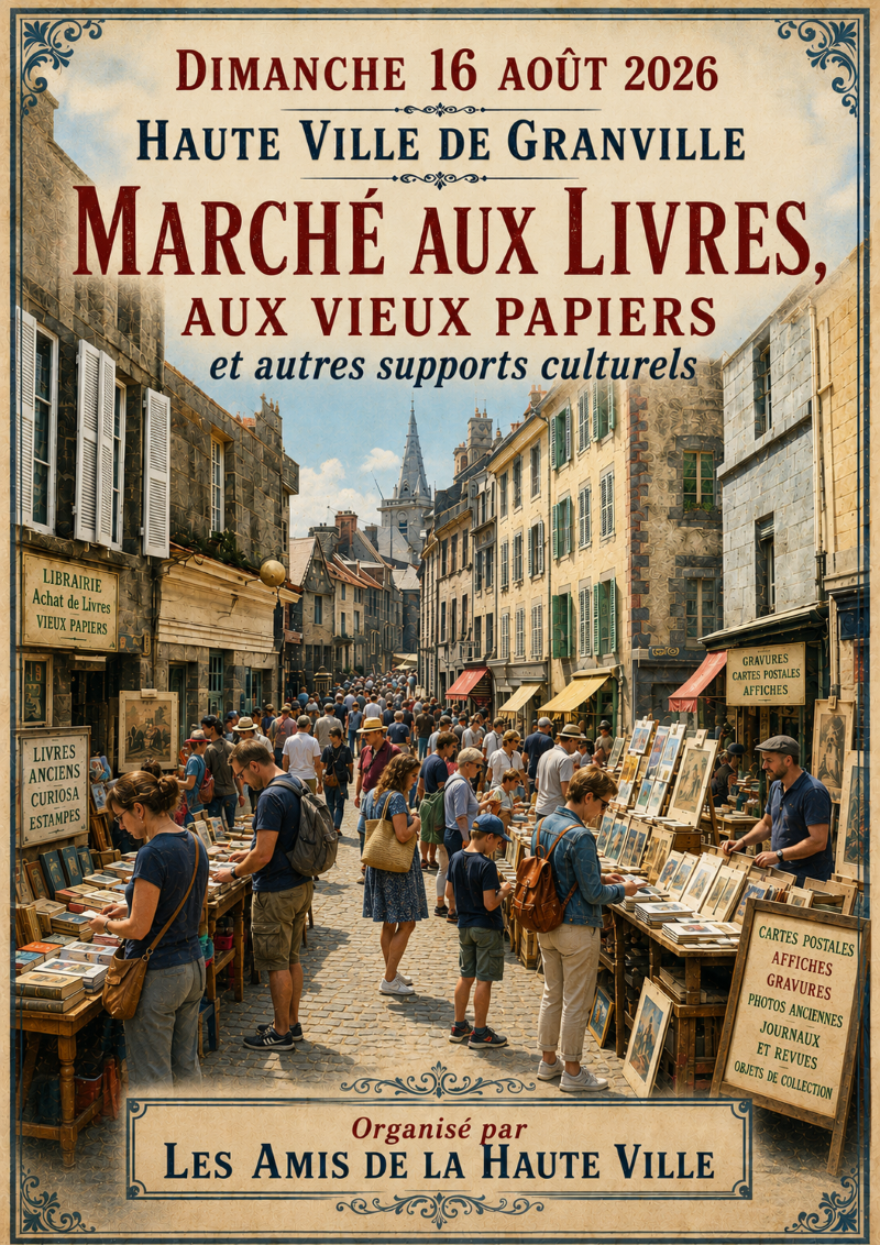 Marché aux livres, vieux papiers et supports culturels Rue Cambernon Granville