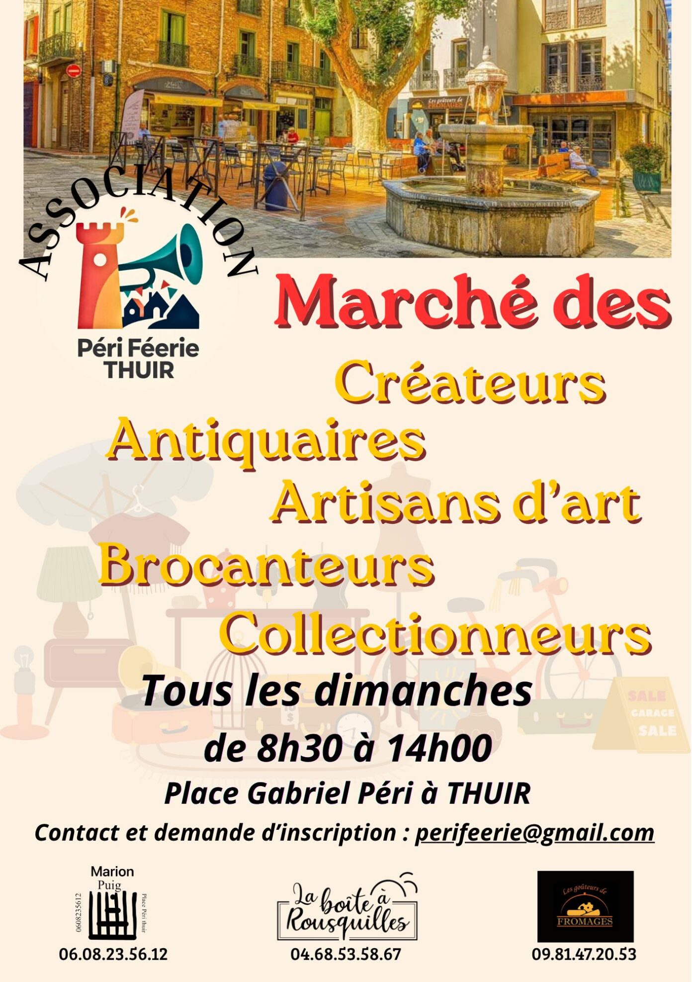 MARCHÉ DES CRÉATEURS ANTIQUAIRES ARTISANS D’ART BROCANTEURS COLLECTIONNEURS Thuir