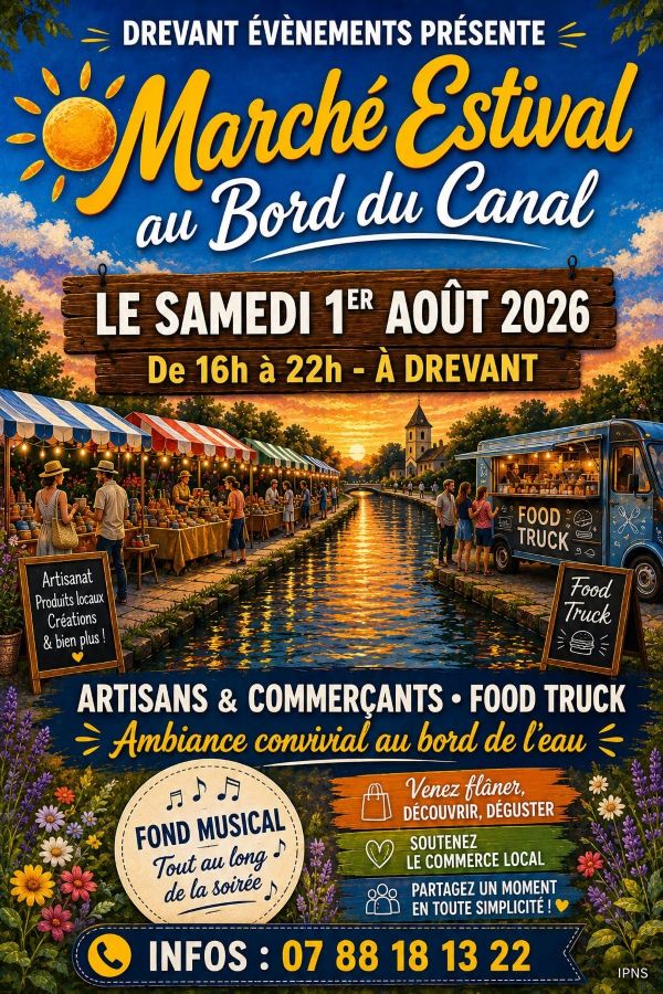 Marché estival au bord du canal  Drevant