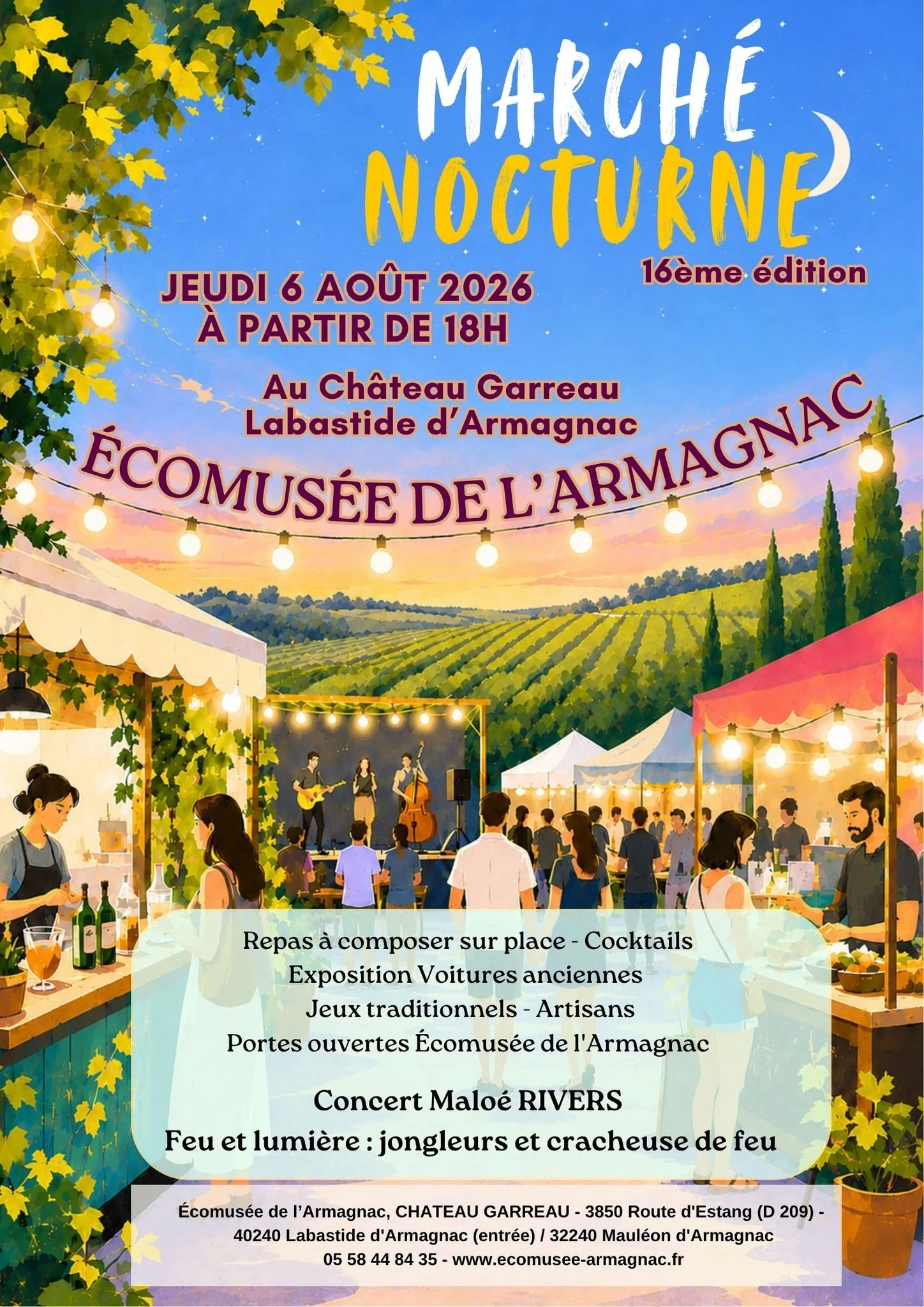 Marché Nocturne au Château Garreau 3850 route d'Estang Labastide-d'Armagnac 2026-08-06