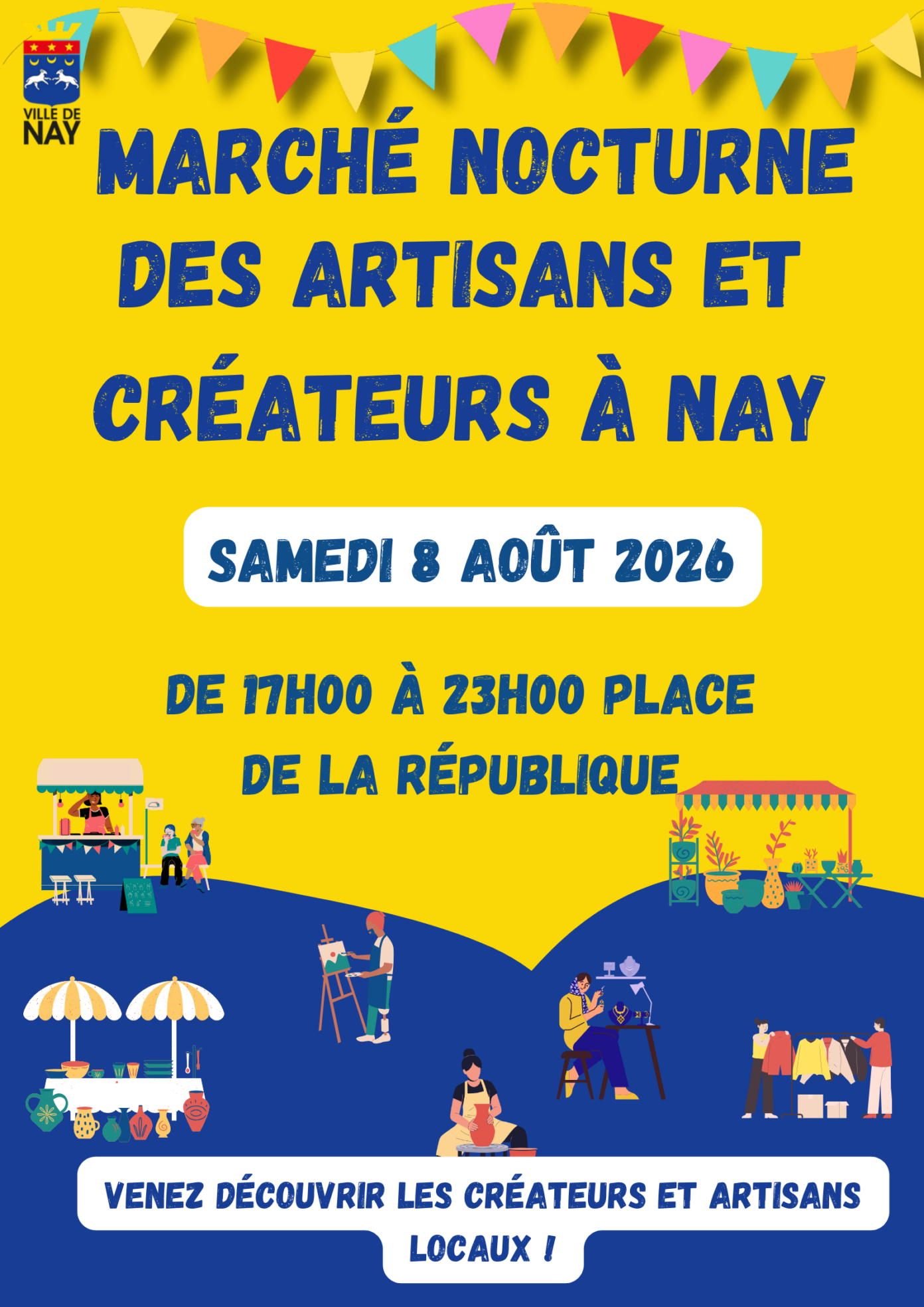 Marché nocturne des artisans et créateurs à Nay Place de la République Nay