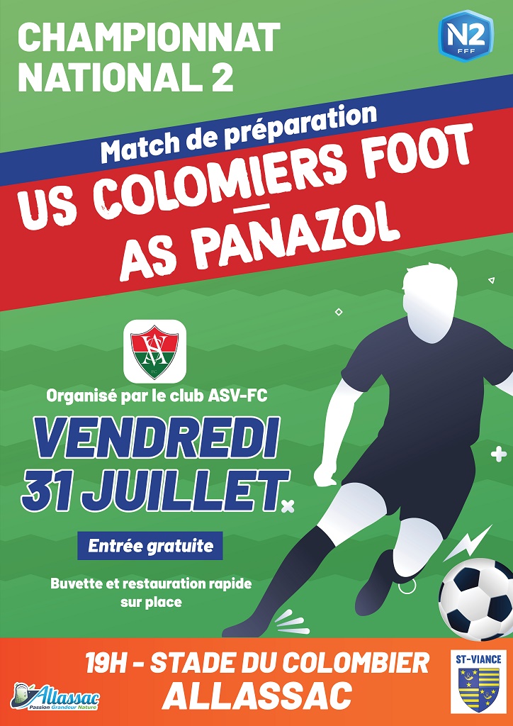 Match de préparation AS Colomier Foot Us Panazol stade du Colombier Allassac