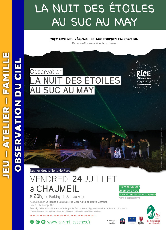 MILLEVACHES – Nuit des étoiles au Suc au May, Table d’orientation du Suc au May, Chaumeil, Chaumeil