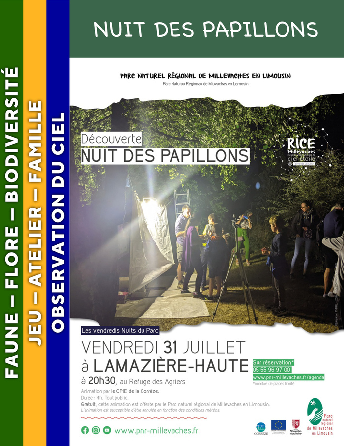 MILLEVACHES - Nuit des papillons Refuge des Agriers Eygurande