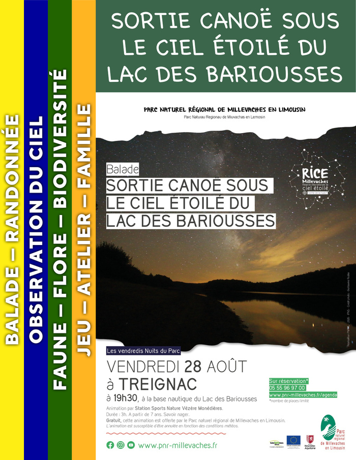 MILLEVACHES – Sortie canoë sous le ciel étoilé du lac des Bariousses, lac des Bariousses, Treignac