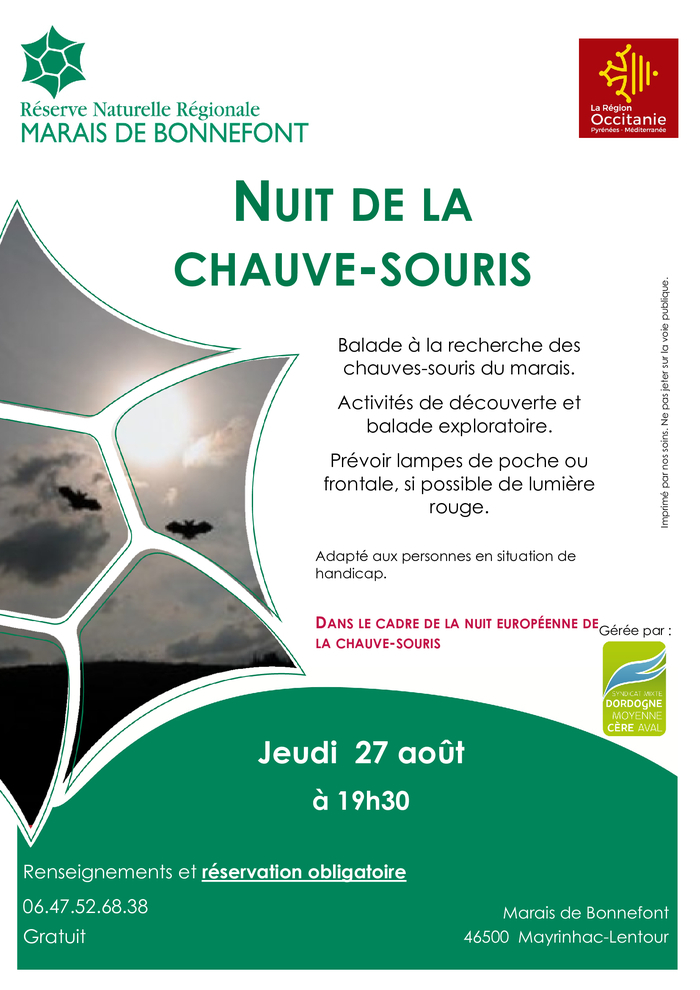 Nuit de la Chauve-souris, Marais de Bonnefont 46500 Mayrinhac-Lentour, Mayrinhac-Lentour