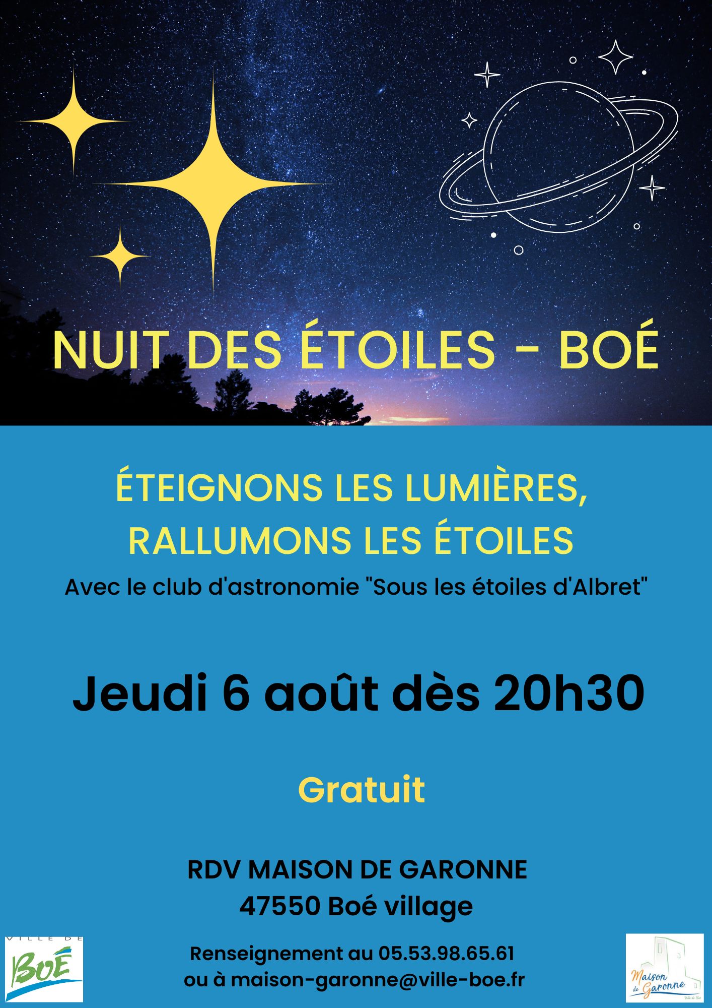 Nuit des étoiles 11 Rue de Lacassagne Boé 2026-08-06
