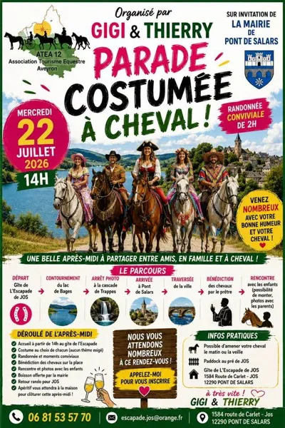 Parade costumée à cheval Pont-de-Salars