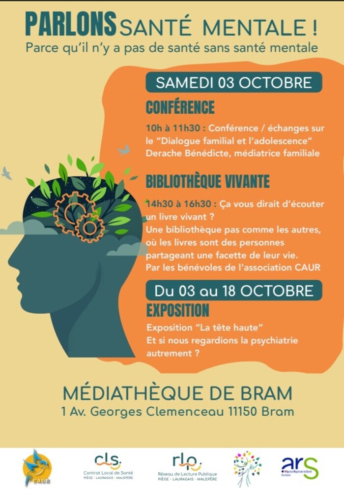 Parlons santé mentale, Médiathèque de Bram, Bram
