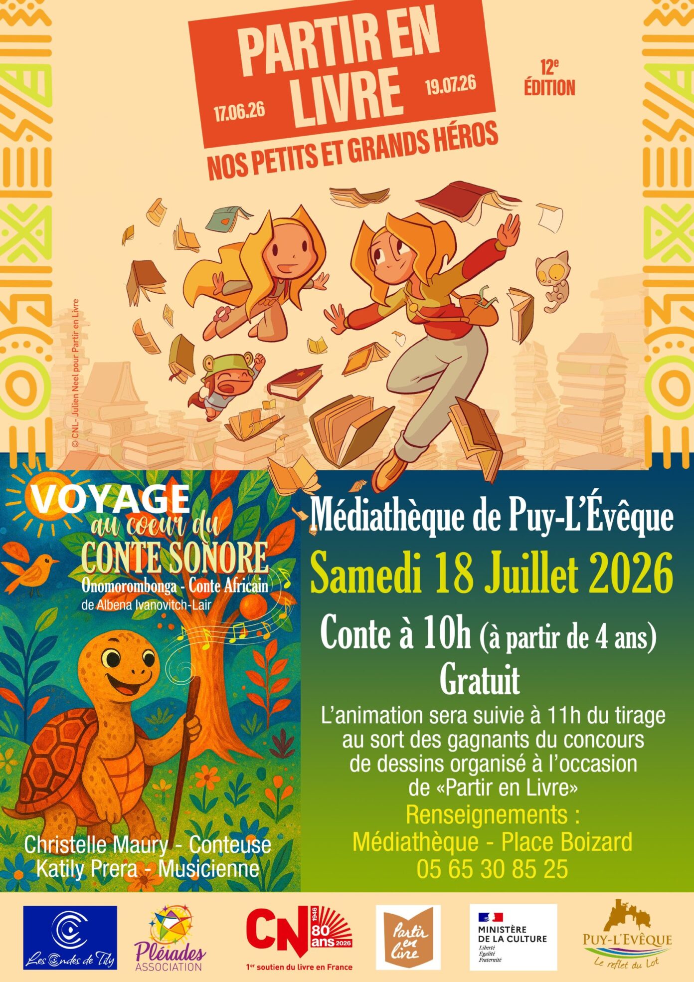 Partir en livre animation contée et musicale Puy-l’Évêque