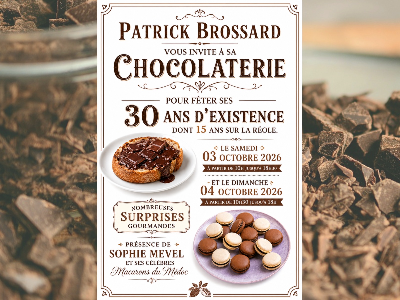 Portes ouvertes de la chocolaterie Brossard 09 rue gambetta La Réole 2026-10-03