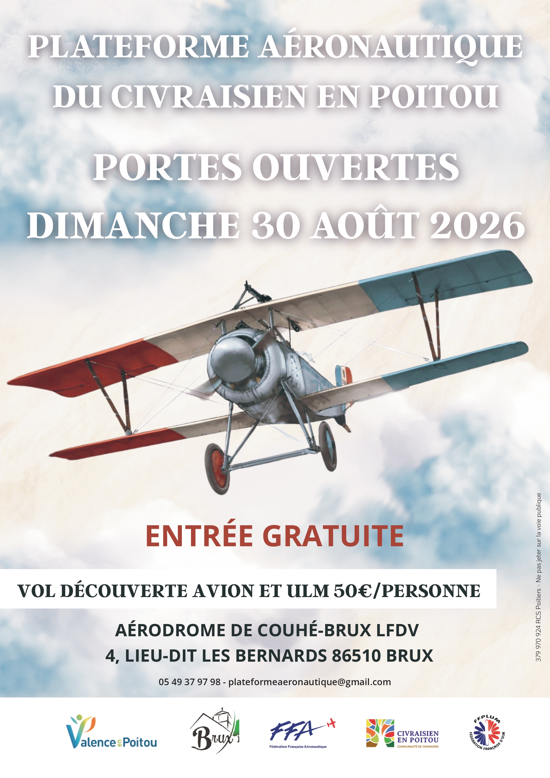 Portes ouvertes de la plateforme aéronautique du Civraisien en Poitou Aérodrome de Couhé / Brux Brux 2026-08-30