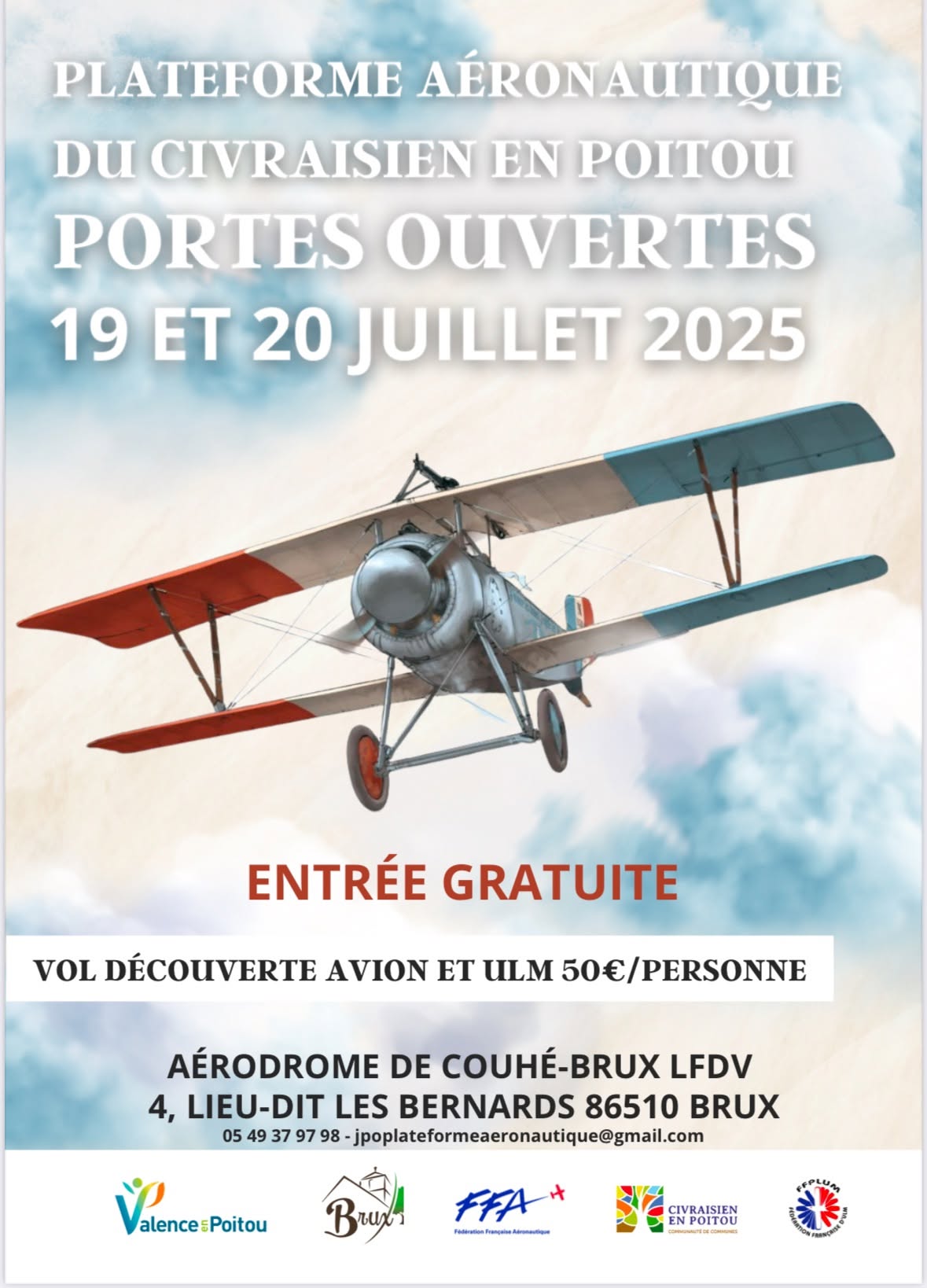 Portes ouverts plateforme aéronautique de Couhé-Brux et du Civraisien en Poitou Plateforme Aéronautique de Couhé-Vérac Brux 2026-07-19