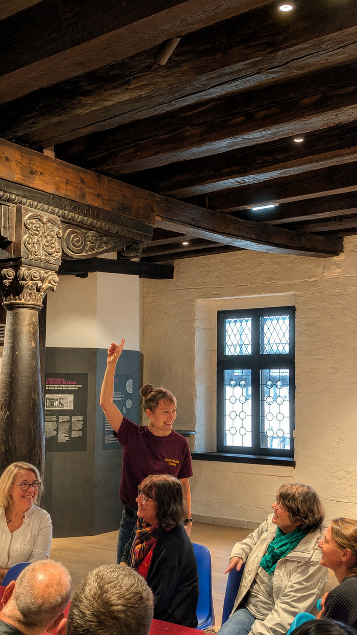 Présentation de la Zunft, siège historique de la corporation des boulangers de Sélestat, et de sa fresque du XVIᵉ siècle, Maison du Pain d’Alsace, Bindernheim