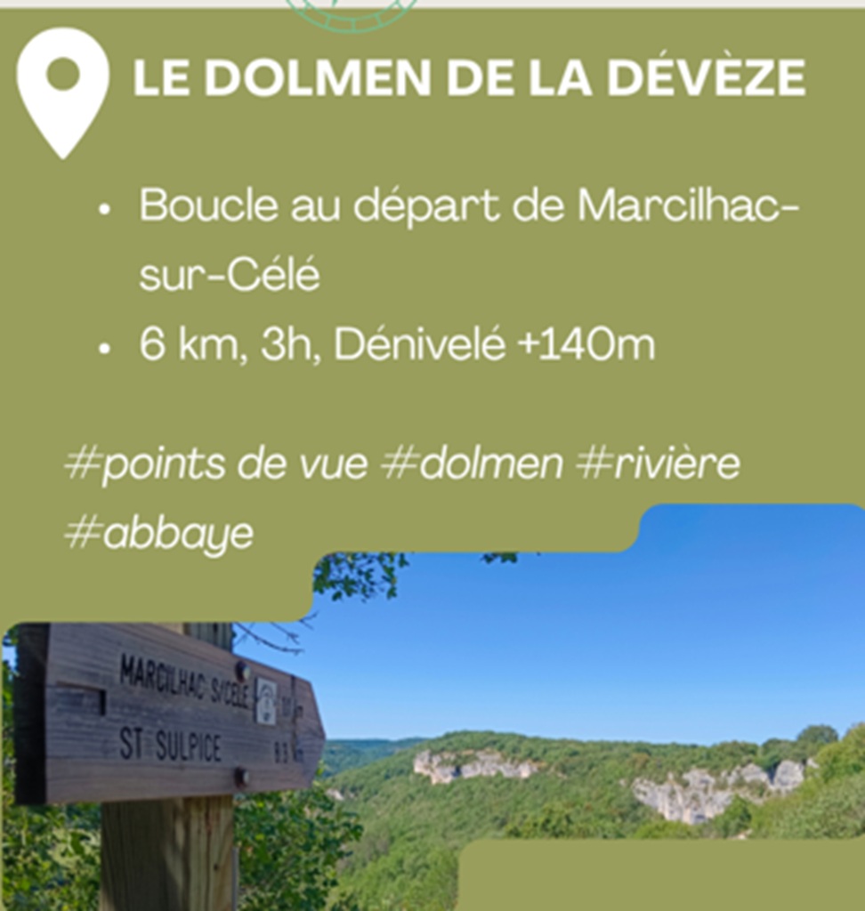 Randonnée Le Dolmen de la Devèze, Marcilhac sur Célé  Marcilhac-sur-Célé