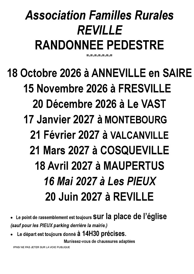 Randonnée pédestre Familles Rurales Eglise Anneville-en-Saire 2026-10-18