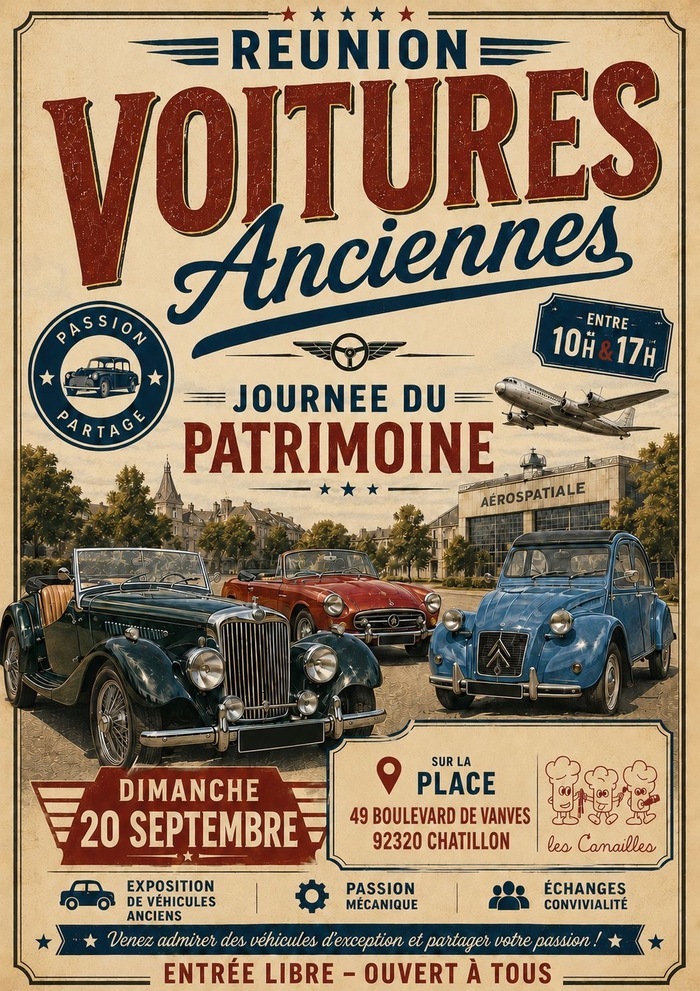 Rassemblement de voitures anciennes, Allée Edgar Brandt, Châtillon