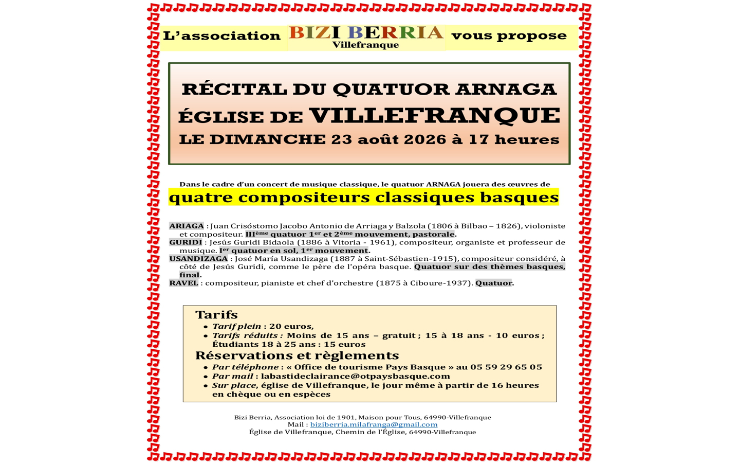 Récital du Quatuor Arnaga Villefranque