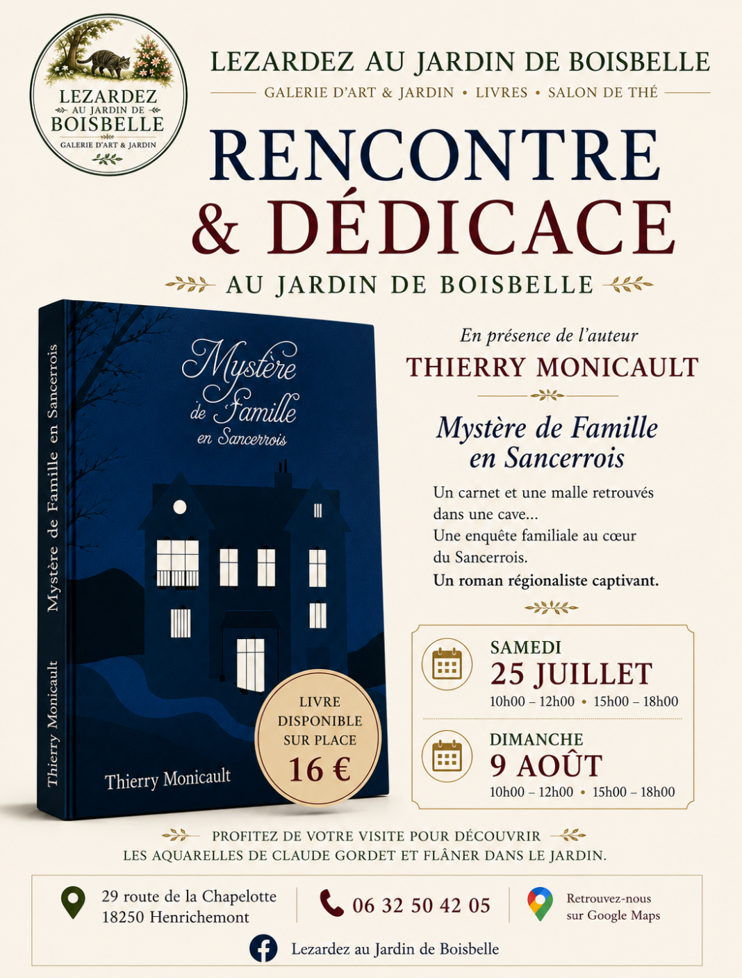 Rencontre Dédicace Jardin de Boisbelle Henrichemont