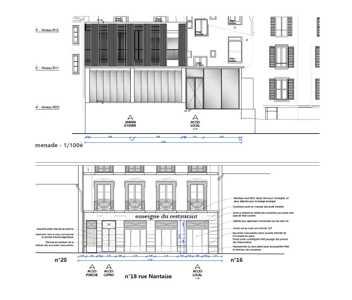 Vue du projet commercial du 18 rue Nantaise à Rennes