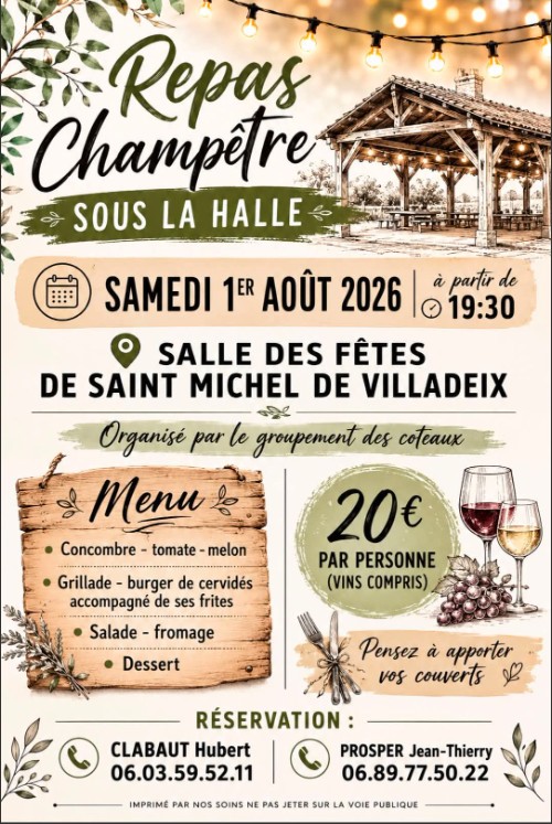 Repas champêtre sous la halle Saint Michel de Villadeix Saint-Michel-de-Villadeix