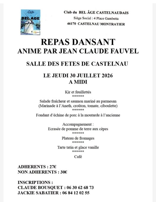Repas dansant à Castelnau-Montratier 5 Chemin de Clary Castelnau-Montratier 2026-07-30