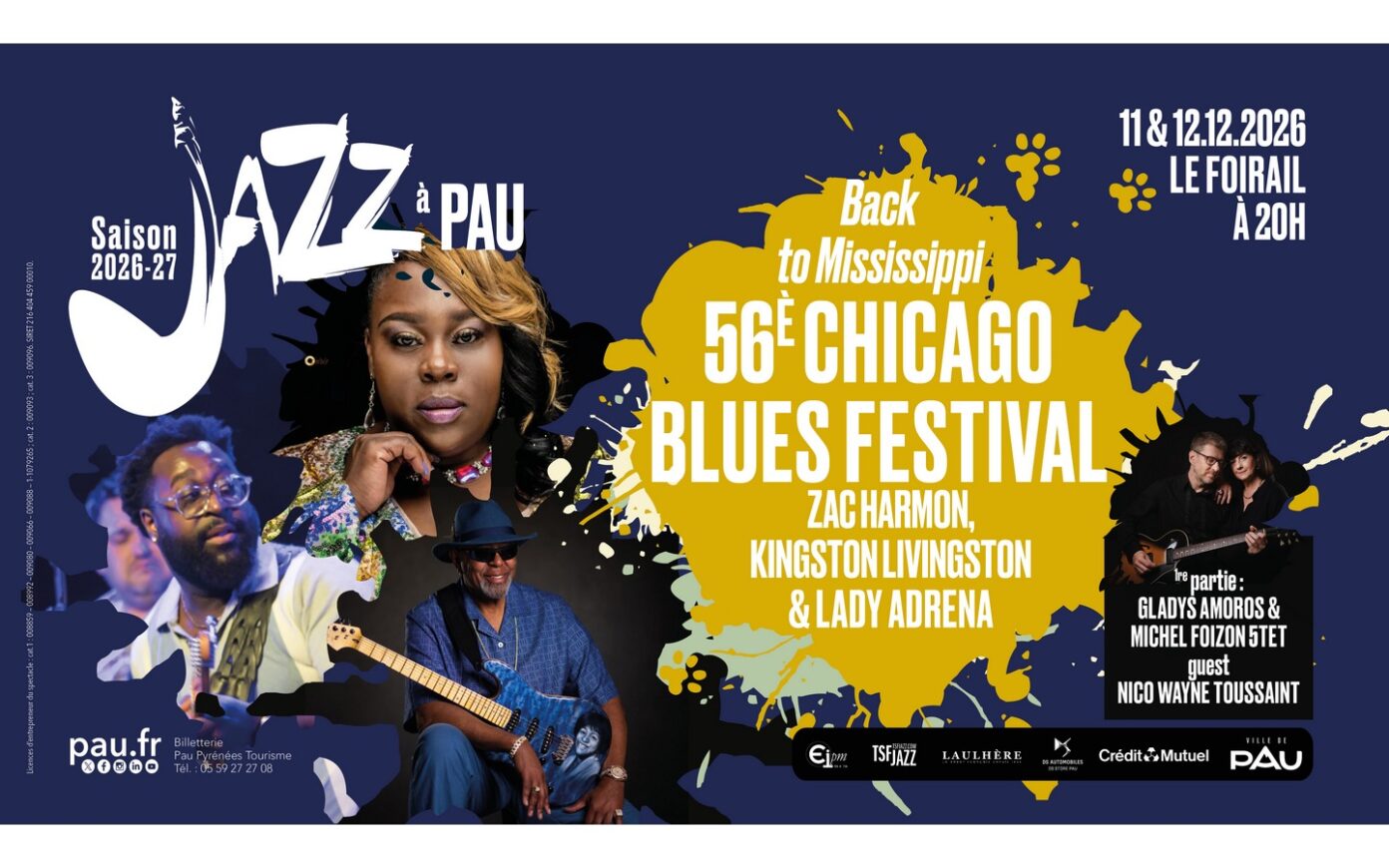 Saison de « Jazz à Pau » 56è Chicago Blues Festival Back to Mississippi Place du Foirail Pau