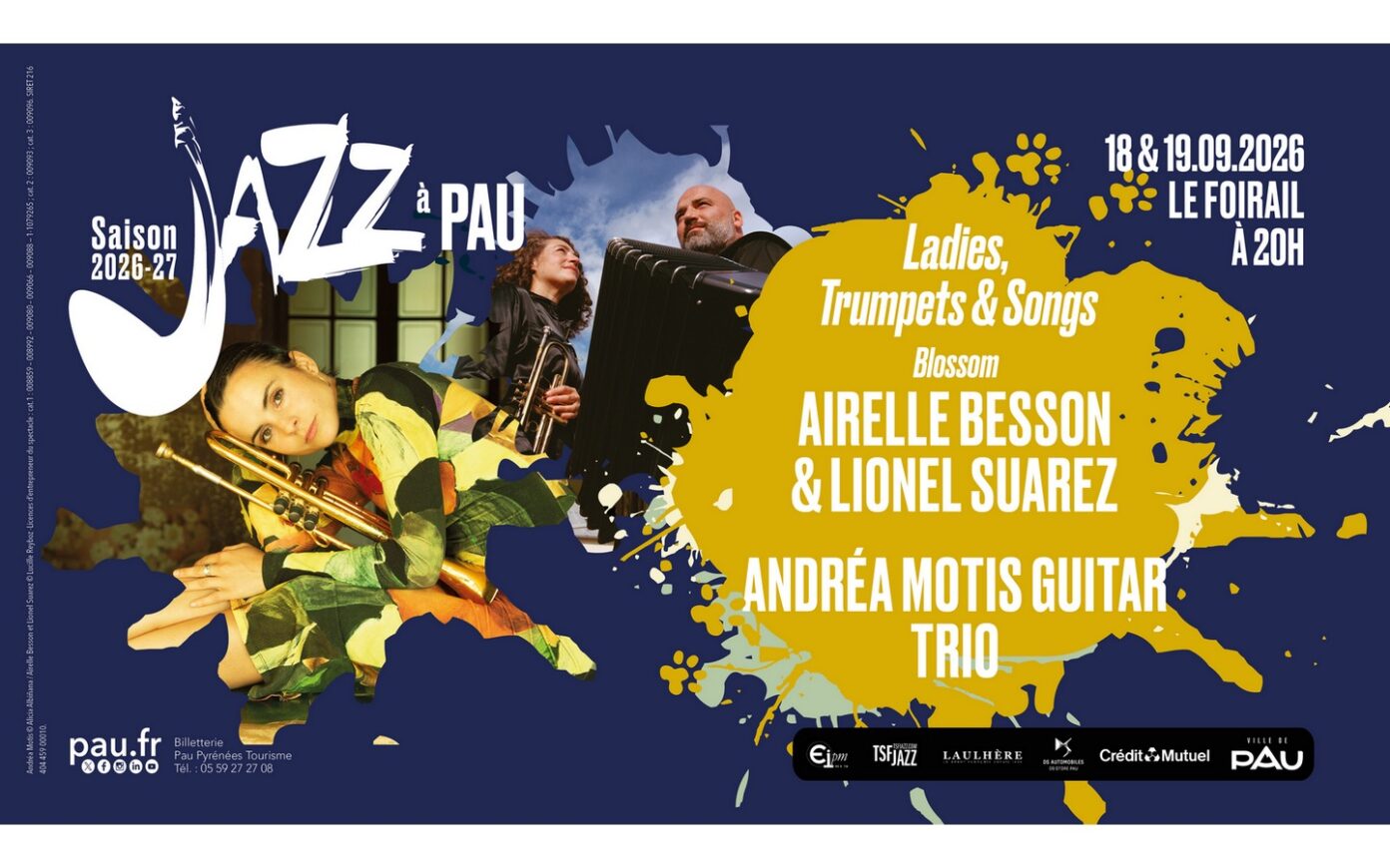 Saison de Jazz à Pau Airelle Besson & Lionel Suarez Duo Blossom & Andrea Motis Place du Foirail Pau